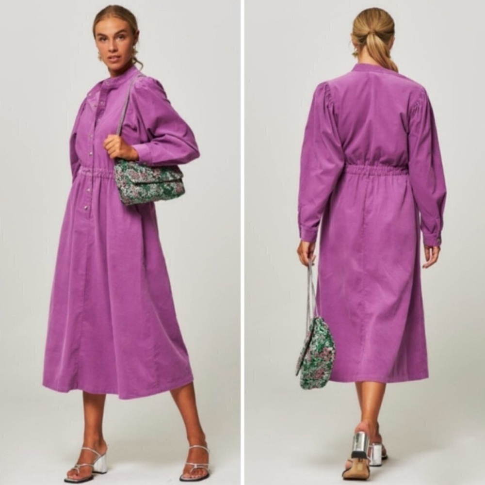 Xirena Audrey Dress Corduroy Long Sleeve Violet Purple Small